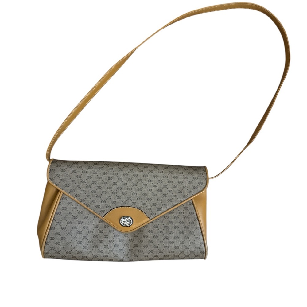 Gucci Elegant Tan and Gray Micro GG Crossbody Bag